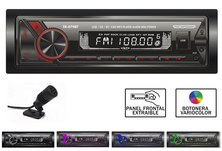 Imagen del producto AUTO RADIO AM/FM MP3/WMA USB/SD/AUX IN/BT A2DP