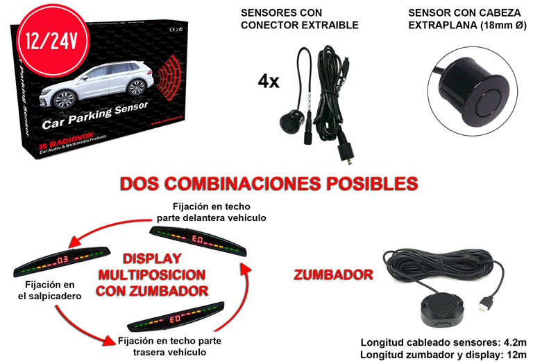 Imagen del producto 4 SENSOR-POST-PARKING DISPLAY MULTI+ZUMBA 12/24V