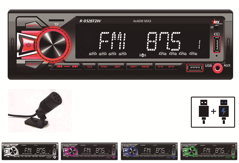 Imagen del producto AUTORADIO FM MP3/WMA 4x40W BLUETOOTH A2DP 24V